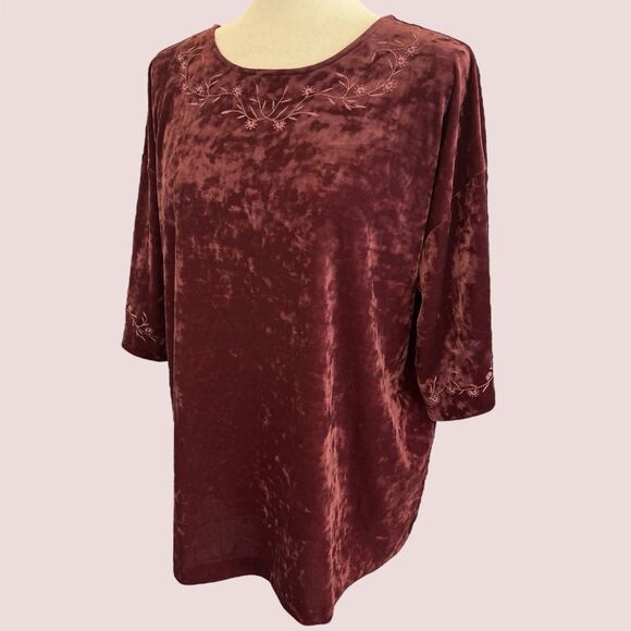 J. Jill Crushed Velvet Embroidered Tunic Top Size M Whimsigoth Holiday Witchy - Picture 2 of 10